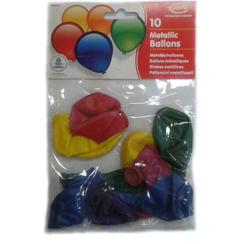 Набор из 10 разноцветных шариков с металлическим отливом  